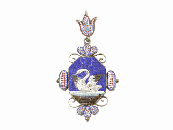 Pendente portaritratto in argento con micromosaico  - Asta Gioielli e Orologi - Associazione Nazionale - Case d'Asta italiane