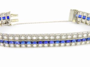 Bracciale in oro bianco, diamanti e pietre blu  - Asta Gioielli e Orologi - Associazione Nazionale - Case d'Asta italiane