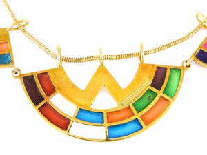 Girocollo Mila Schon in oro giallo e smalti policromi  - Asta Gioielli e Orologi - Associazione Nazionale - Case d'Asta italiane