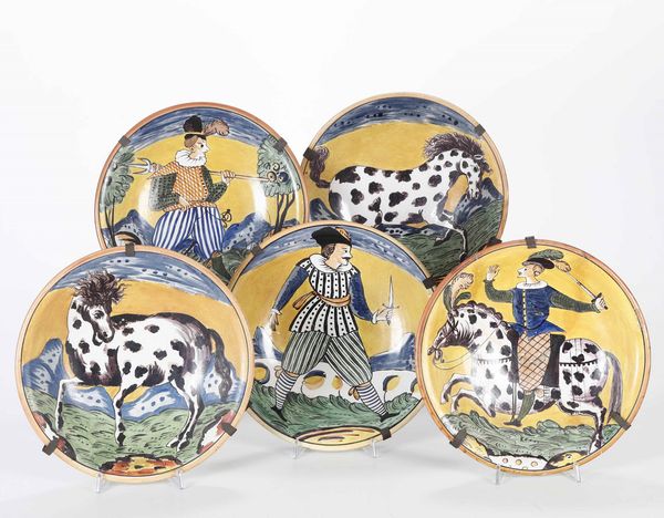 Cinque piatti <BR>Montelupo  - Asta Dimore italiane | Cambi Time - Associazione Nazionale - Case d'Asta italiane