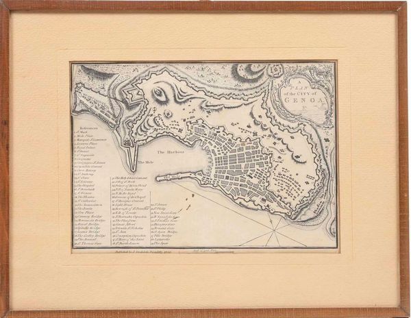 Pianta inglese di Genova. Firmata: Published by J. Stockale Piccadilly 1800  - Asta Dimore italiane | Cambi Time - Associazione Nazionale - Case d'Asta italiane