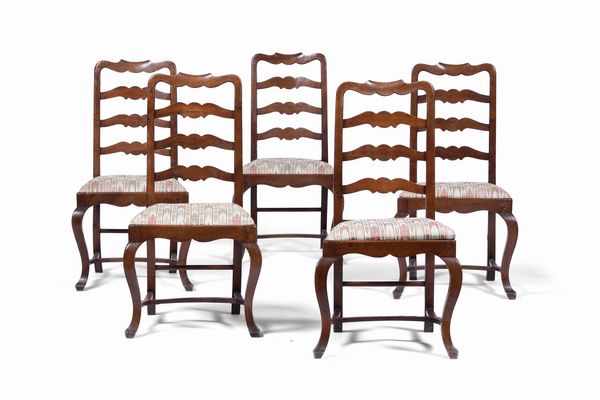 Cinque sedie in legno, XIX secolo  - Asta Dimore italiane | Cambi Time - Associazione Nazionale - Case d'Asta italiane