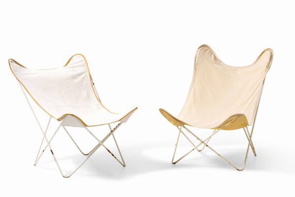 Quattro sedie in metallo e tela  - Asta Dimore italiane | Cambi Time - Associazione Nazionale - Case d'Asta italiane