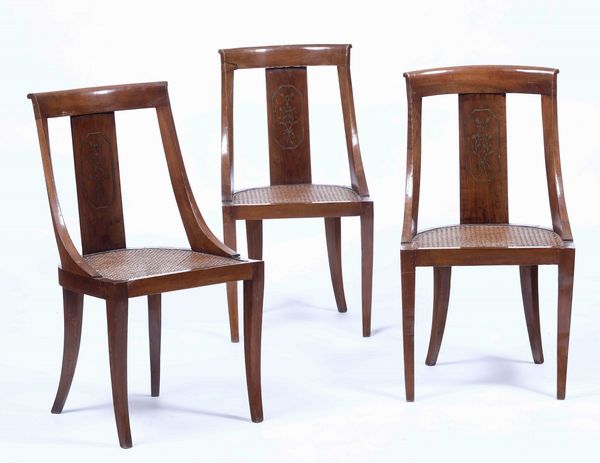 Tre sedie con seduta cannet  - Asta Dimore italiane | Cambi Time - Associazione Nazionale - Case d'Asta italiane