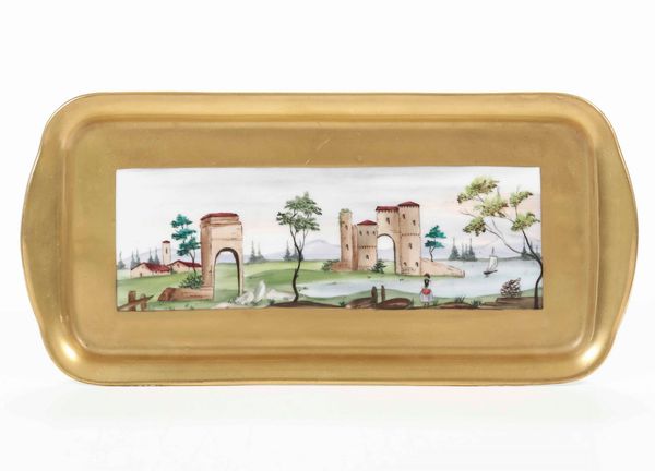 Lotto composto da due vasi in coperchio, un vassoio e un vasetto in porcellana  - Asta Dimore italiane | Cambi Time - Associazione Nazionale - Case d'Asta italiane