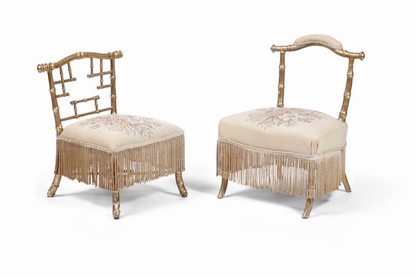 Due sedie con in legno dorato a finto bamb  - Asta Dimore italiane | Cambi Time - Associazione Nazionale - Case d'Asta italiane