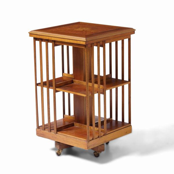 Libreria girevole in stile inglese con piano intarsiato  - Asta Dimore italiane | Cambi Time - Associazione Nazionale - Case d'Asta italiane