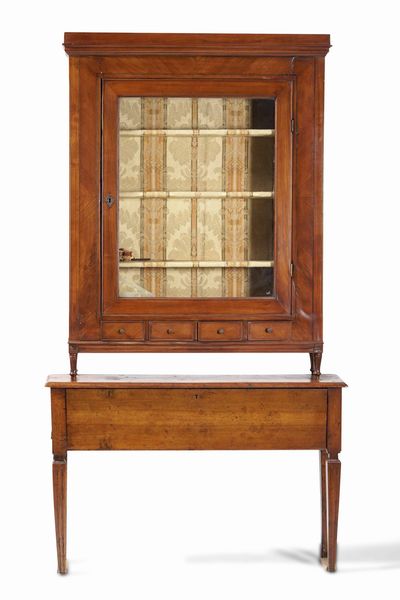 Insieme composito costituito da una consolle Luigi XVI genovese in legni vari e filettata e alzata sovrastante  - Asta Dimore italiane | Cambi Time - Associazione Nazionale - Case d'Asta italiane