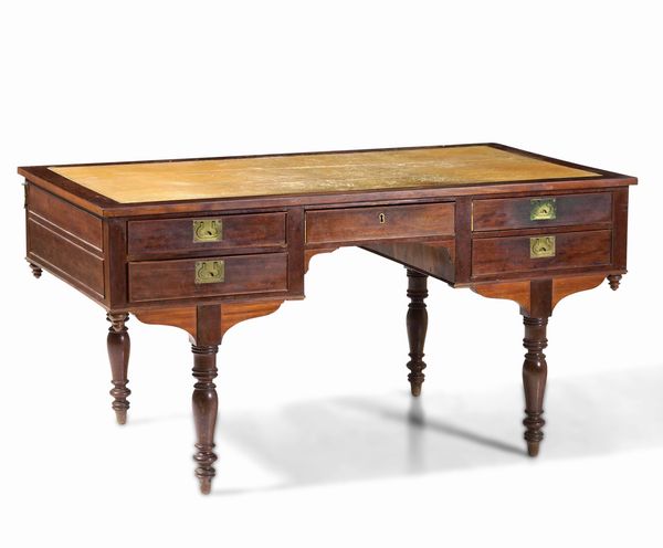 Grande scrivania in mogano. Genova seconda met� XIX secolo  - Asta Dimore italiane | Cambi Time - Associazione Nazionale - Case d'Asta italiane