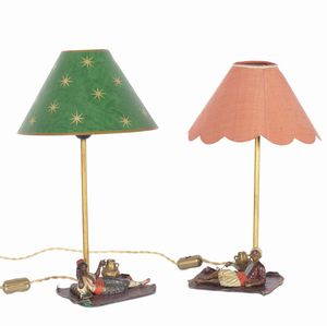 Coppia di lampade decorate da soggetti orientali  - Asta Dimore italiane | Cambi Time - Associazione Nazionale - Case d'Asta italiane