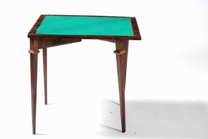 Tavolino da gioco Luigi XV triangolare apribile lastronato in palissandro. Genova XVIII secolo  - Asta Dimore italiane | Cambi Time - Associazione Nazionale - Case d'Asta italiane