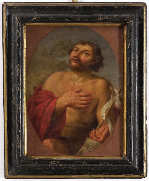 Scuola del XVIII secolo San Giovanni Battista  - Asta Dipinti Antichi  - Associazione Nazionale - Case d'Asta italiane