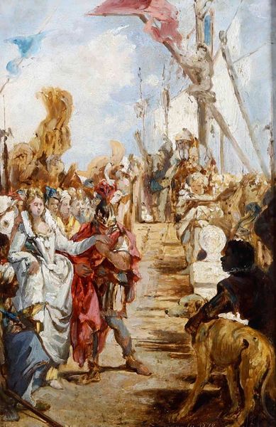 Scuola del XVIII secolo Incontro tra Antonio e Cleopatra  - Asta Dipinti Antichi  - Associazione Nazionale - Case d'Asta italiane