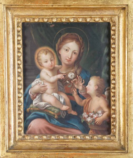 Scuola del XVIII secolo Madonna con Bambino e San Giovannino  - Asta Dipinti Antichi  - Associazione Nazionale - Case d'Asta italiane