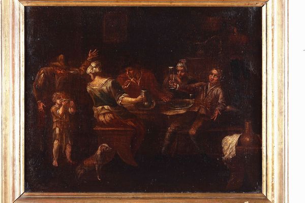 Scuola olandese del XVII secolo Scena dinterno  - Asta Dipinti Antichi  - Associazione Nazionale - Case d'Asta italiane