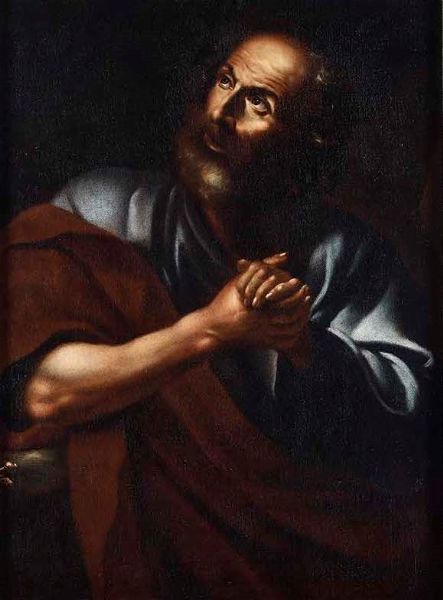 Scuola del XVII secolo San Pietro  - Asta Dipinti Antichi  - Associazione Nazionale - Case d'Asta italiane