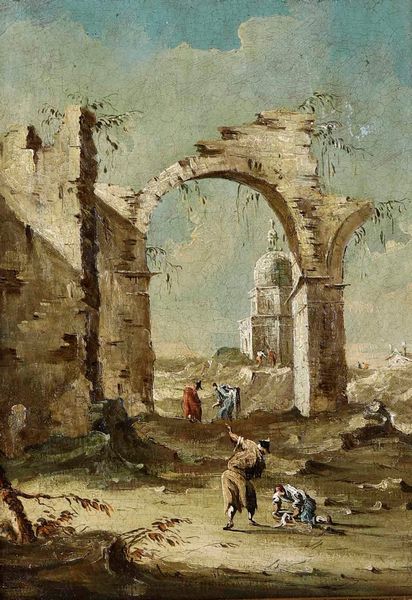 Francesco Guardi, nei modi di : Capricci con rovine architettoniche e figure  - Asta Dipinti Antichi  - Associazione Nazionale - Case d'Asta italiane