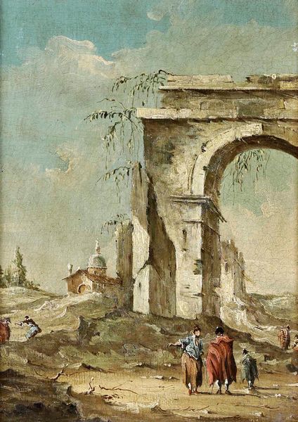 Francesco Guardi, nei modi di : Capricci con rovine architettoniche e figure  - Asta Dipinti Antichi  - Associazione Nazionale - Case d'Asta italiane