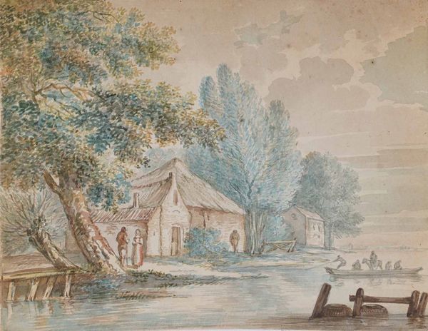 Scuola della fine del XVIII secolo Paesaggio con pastori e contadini  - Asta Dipinti Antichi  - Associazione Nazionale - Case d'Asta italiane