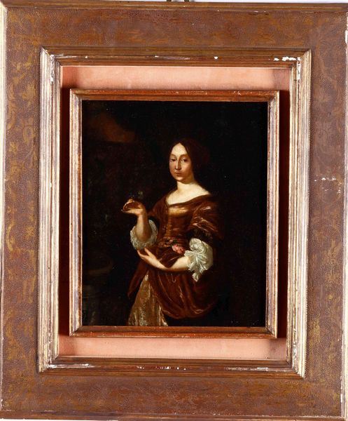 Scuola del XVII secolo Ritratto di dama con fiori  - Asta Dipinti Antichi  - Associazione Nazionale - Case d'Asta italiane