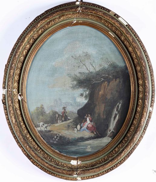 Scuola del XVIII-XIX secolo Paesaggi con contadini  - Asta Dipinti Antichi  - Associazione Nazionale - Case d'Asta italiane
