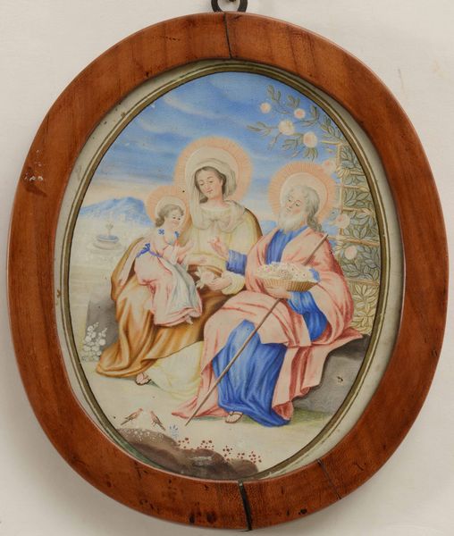 Miniatura raffigurante Sacra Famiglia, XIX secolo  - Asta Dipinti Antichi  - Associazione Nazionale - Case d'Asta italiane