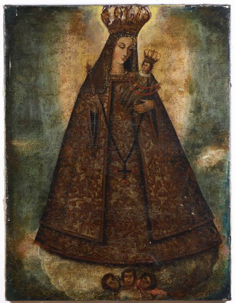 Scuola di Cuzco del XVIII secolo Vergine del Rosario  - Asta Dipinti Antichi  - Associazione Nazionale - Case d'Asta italiane