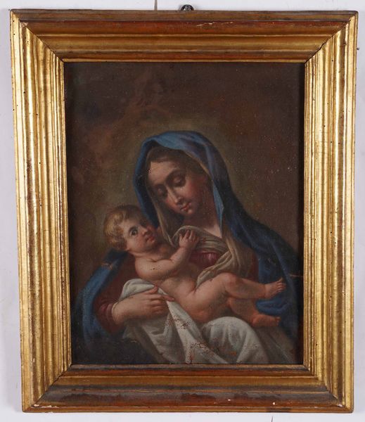 Scuola del XVIII secolo Madonna con Bambino  - Asta Dipinti Antichi  - Associazione Nazionale - Case d'Asta italiane