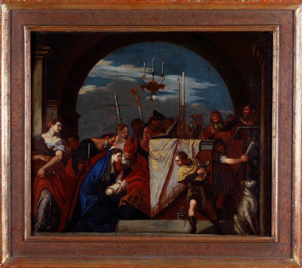 Scuola del XVII secolo Presentazione al Tempio  - Asta Dipinti Antichi  - Associazione Nazionale - Case d'Asta italiane