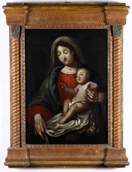 Scuola del XVIII secolo Madonna col Bambino  - Asta Dipinti Antichi  - Associazione Nazionale - Case d'Asta italiane