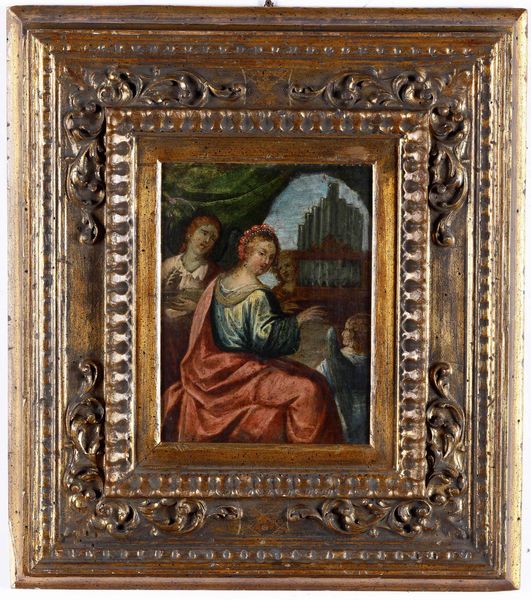 Scuola del XVII secolo Santa Cecilia che suona lorgano  - Asta Dipinti Antichi  - Associazione Nazionale - Case d'Asta italiane