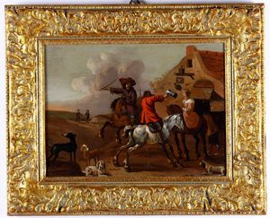 Pieter Cornelisz Verbeeck : Sosta di cavalli  - Asta Dipinti Antichi  - Associazione Nazionale - Case d'Asta italiane
