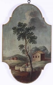 Scuola del XVIII secolo Paesaggi con architetture e personaggi  - Asta Dipinti Antichi  - Associazione Nazionale - Case d'Asta italiane
