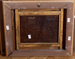 Scuola fiamminga del XVIII secolo Veduta di villaggio con viandanti e contadini  - Asta Dipinti Antichi  - Associazione Nazionale - Case d'Asta italiane