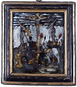 Scuola del XVIII secolo Cristo crocifisso tra i due ladroni  - Asta Dipinti Antichi  - Associazione Nazionale - Case d'Asta italiane