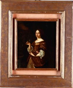Scuola del XVII secolo Ritratto di dama con fiori  - Asta Dipinti Antichi  - Associazione Nazionale - Case d'Asta italiane