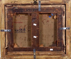 Pieter Van Bloemen detto lo Stendardo, Ambito di : Pastorale con animali che si abbeverano ad un torrente  - Asta Dipinti Antichi  - Associazione Nazionale - Case d'Asta italiane