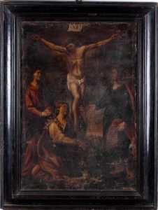 Scuola del XVII secolo Cristo crocifisso  - Asta Dipinti Antichi  - Associazione Nazionale - Case d'Asta italiane