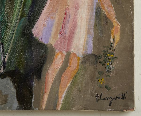 LONGARETTI TRENTO (n. 1916) : Musicante in verde e bambina rosa.  - Asta Asta 384 | ARTE MODERNA E CONTEMPORANEA Online - Associazione Nazionale - Case d'Asta italiane