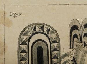 DEPERO FORTUNATO (1892 - 1960) : Cavallo e vetrata.  - Asta Asta 384 | ARTE MODERNA E CONTEMPORANEA Online - Associazione Nazionale - Case d'Asta italiane