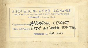 ANDREONI CESARE (1903 - 1961) : Citt all'alba. Periferia.  - Asta Asta 384 | ARTE MODERNA E CONTEMPORANEA Online - Associazione Nazionale - Case d'Asta italiane