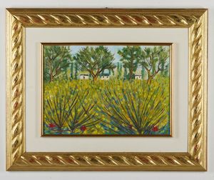 CASCELLA MICHELE (1892 - 1989) : Paesaggio con ginestre.  - Asta Asta 384 | ARTE MODERNA E CONTEMPORANEA Online - Associazione Nazionale - Case d'Asta italiane