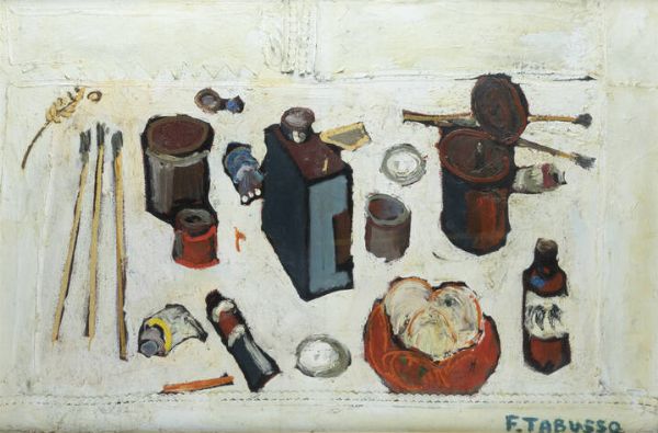 FRANCESCO TABUSSO Sesto San Giovanni (MI) 1930 - 2012 Torino : Natura morta 1962  - Asta Asta 212 Dipinti - Associazione Nazionale - Case d'Asta italiane