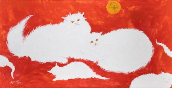 ENRICO COLOMBOTTO ROSSO Torino 1925 - 2013 Casale Monferrato (AL) : Gatti  - Asta Asta 212 Dipinti - Associazione Nazionale - Case d'Asta italiane