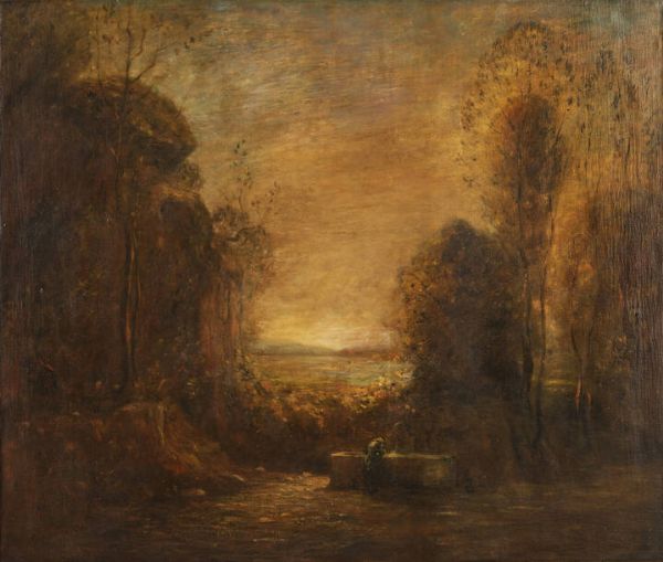 AMEDEO GHESIO VOLPENGO Clavesana (CN) 1847 - 1889 Torino : Fontana a Clavesana 1873-1875  - Asta Asta 212 Dipinti - Associazione Nazionale - Case d'Asta italiane