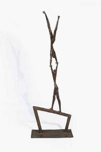 GIUSEPPE TARANTINO Palermo 1916 - 1999 Torino : Gli acrobati  - Asta Asta 212 Dipinti - Associazione Nazionale - Case d'Asta italiane