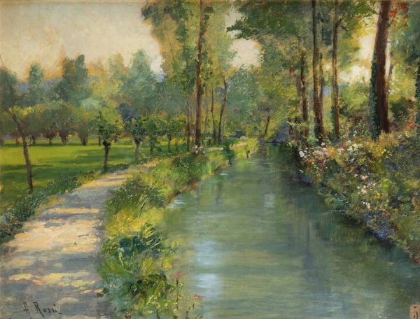 ALBERTO ROSSI Torino 1858 - 1936 : Il ruscello 18/9/1916  - Asta Asta 212 Dipinti - Associazione Nazionale - Case d'Asta italiane
