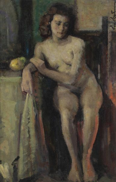 VENANZIO ZOLLA Colchester (Regno Unito) 1880 - 1961 Torino : Nuda anni '940  - Asta Asta 212 Dipinti - Associazione Nazionale - Case d'Asta italiane