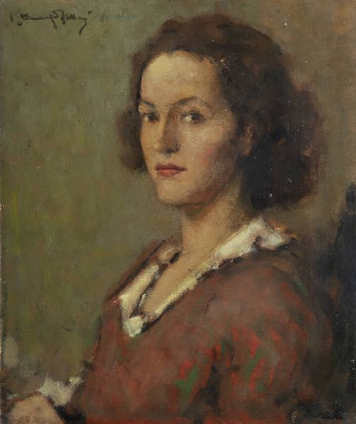 VENANZIO ZOLLA Colchester (Regno Unito) 1880 - 1961 Torino : Mezzobusto femminile  - Asta Asta 212 Dipinti - Associazione Nazionale - Case d'Asta italiane
