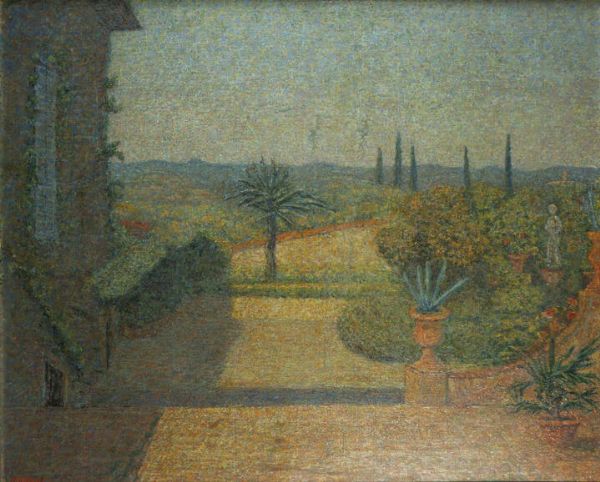 VITTORIO MEONI Colle di Val d'Elsa (SI) 1859  1937) : Giardino toscano  - Asta Asta 212 Dipinti - Associazione Nazionale - Case d'Asta italiane